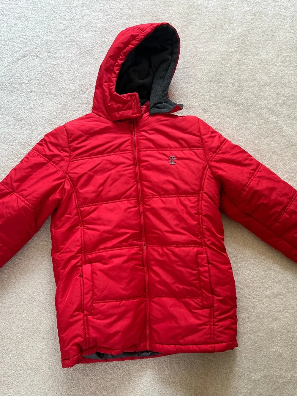 Izod Red Kids' Puffer Jacket with Hood Size 18
